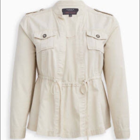 TORRID CREAM TWILL PEPLUM ANORAK JKT NWT SZ 1X - Picture 5 of 5